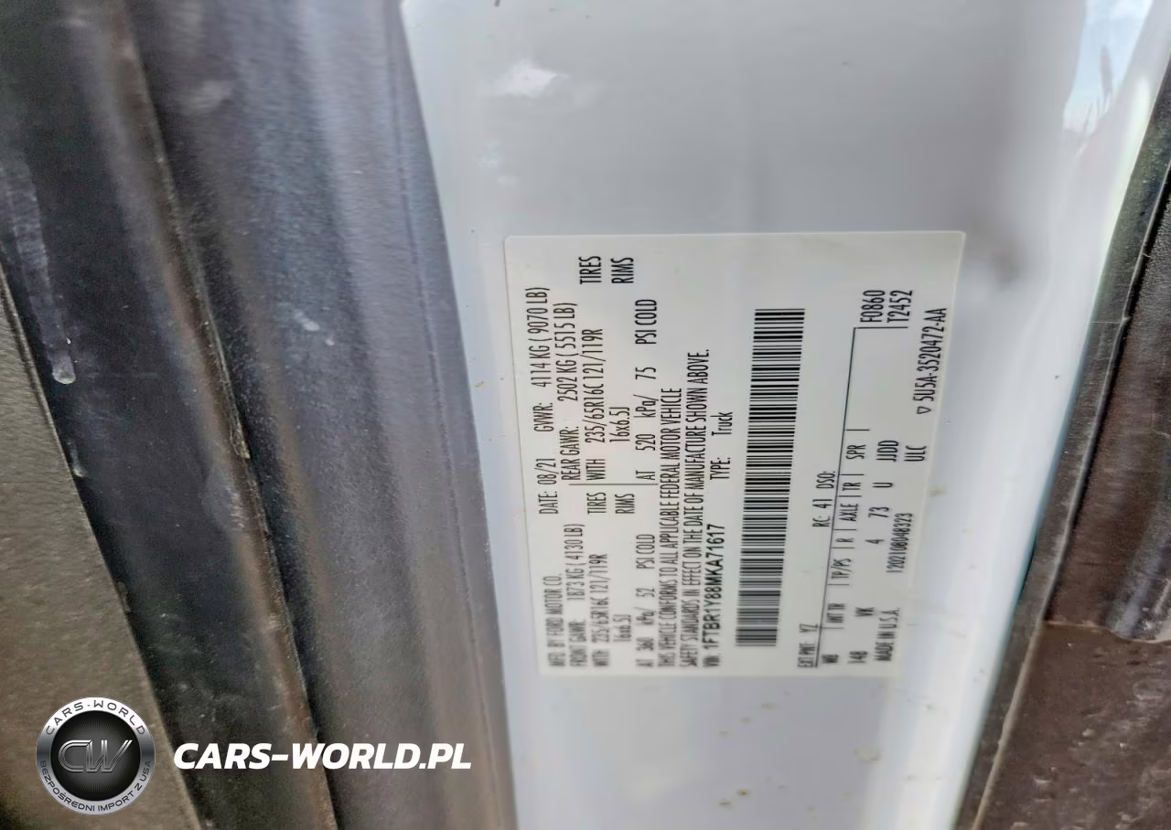 2021 Ford Transit T-250 Delivery Van VIN:1FTBR1Y88MKA71617 - 12