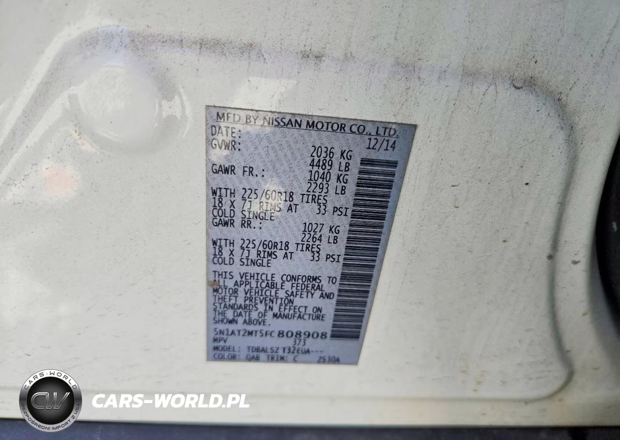 2015 Nissan Rogue Sl VIN:5N1AT2MT5FC808908 - 13