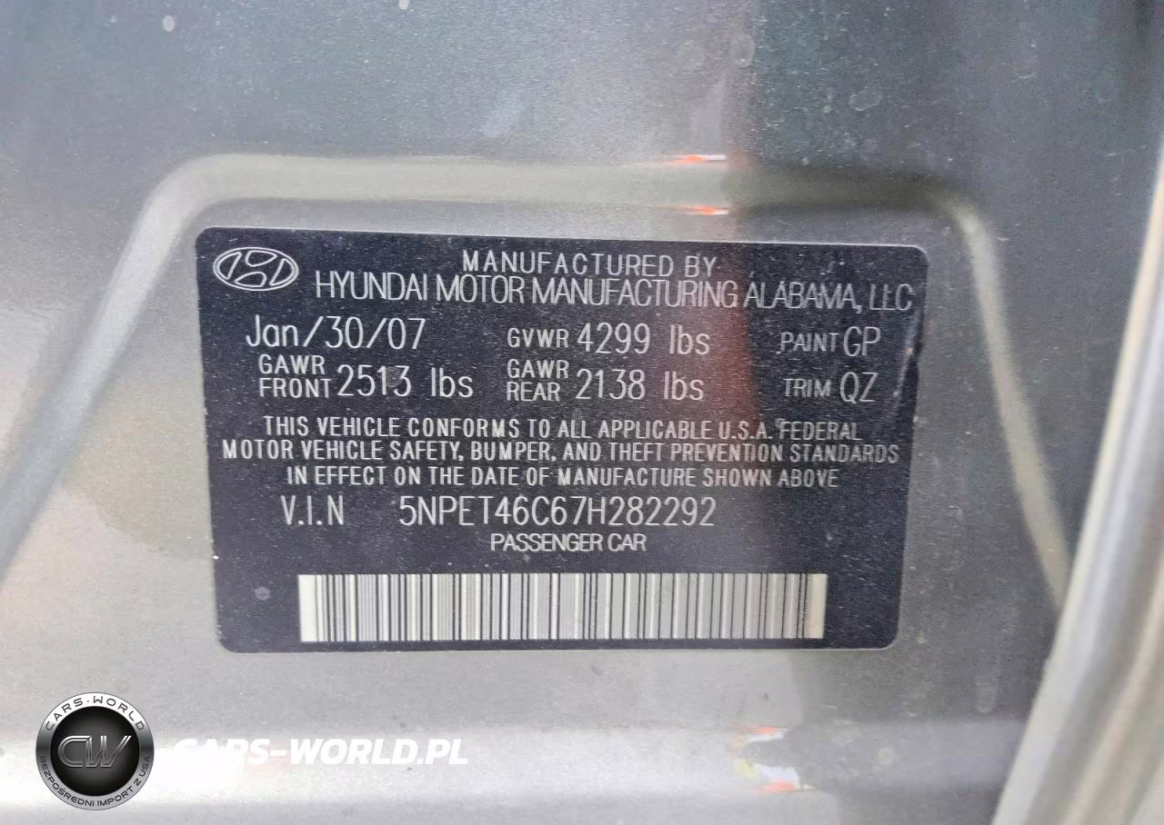 2007 Hyundai Sonata Gls VIN:5NPET46C67H282292 - 13