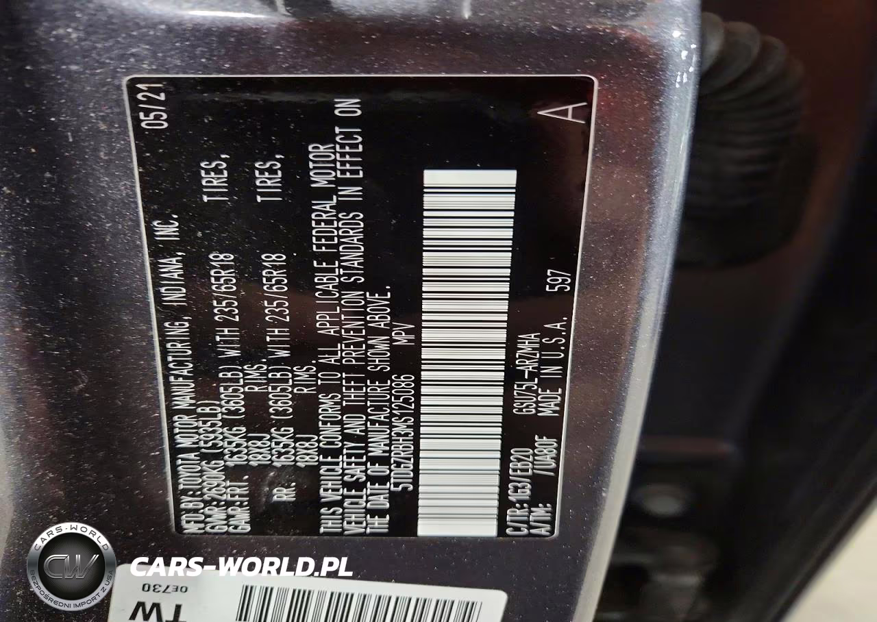 2021 Toyota Highlander Xle VIN:5TDGZRBH3MS125086 - 13