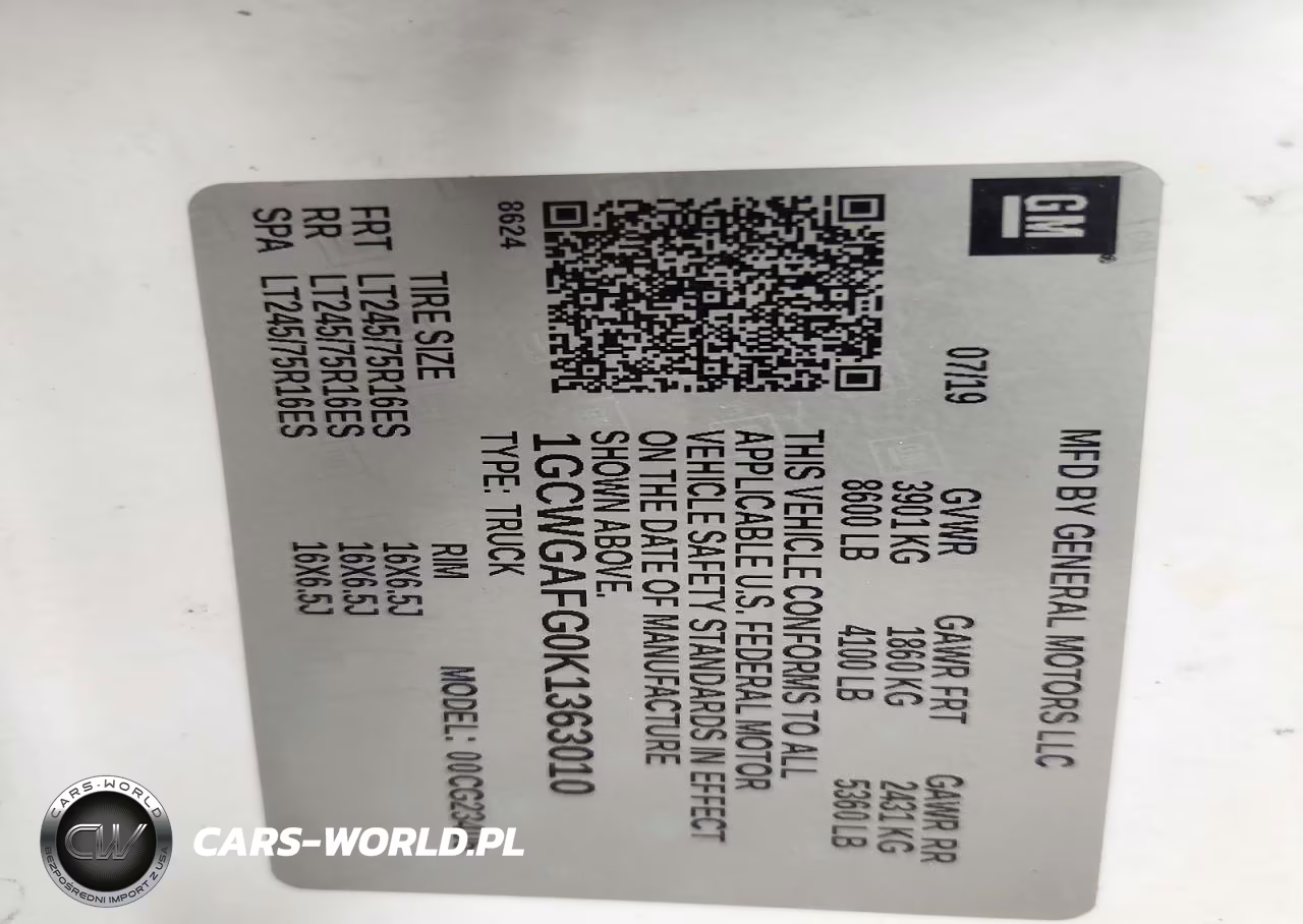 2019 Chevrolet Express 2500 Cargo Delivery Van VIN:1GCWGAFG0K1363010 - 13