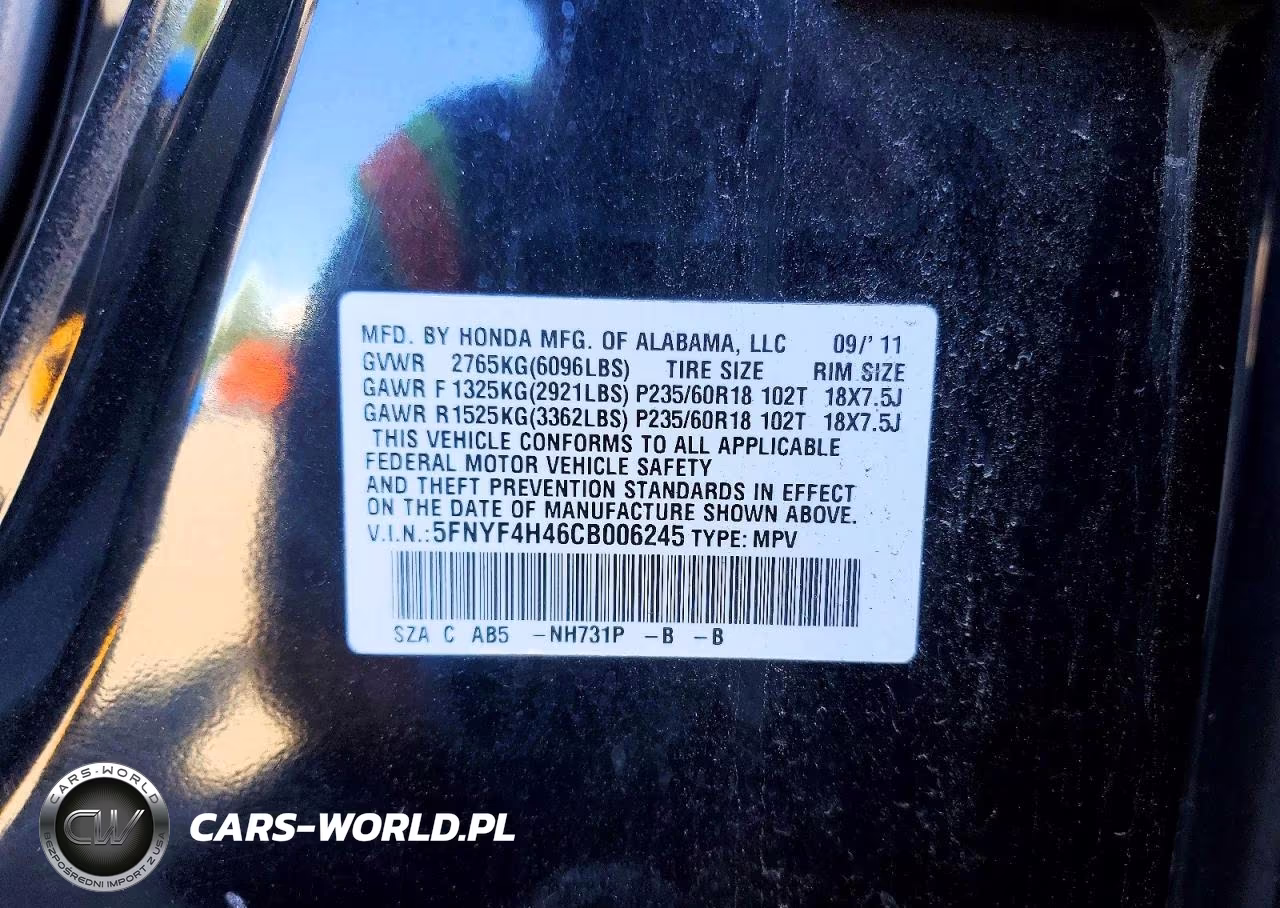 2012 Honda Pilot Ex VIN:5FNYF4H46CB006245 - 13