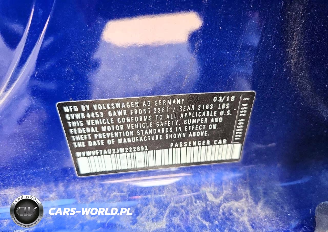 2018 Volkswagen Golf R VIN:WVWVF7AU2JW222892 - 12