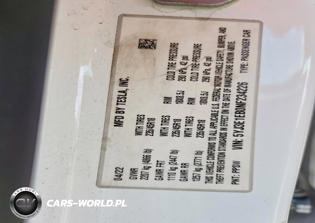 2022 Tesla Model 3 VIN:5YJ3E1EB0NF234226 - 12