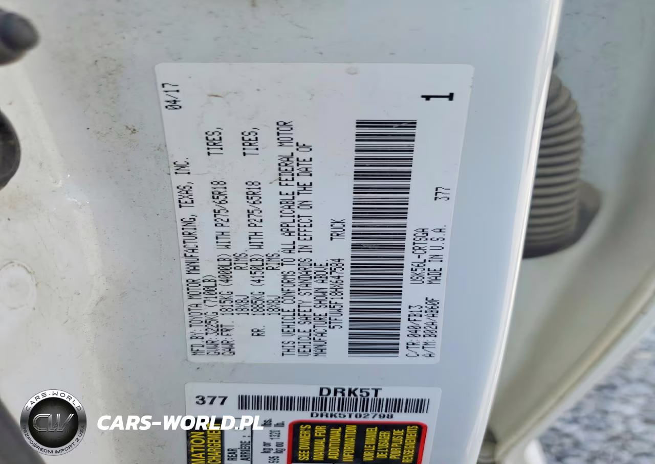 2017 Toyota Tundra Sr5 VIN:5TFUW5F18HX647584 - 12