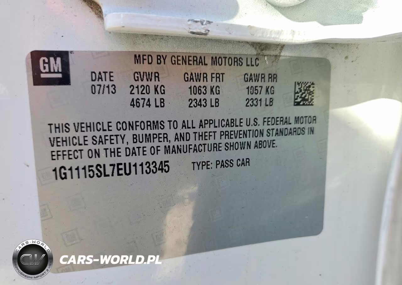 2014 Chevrolet Impala Lt VIN:1G1115SL7EU113345 - 12