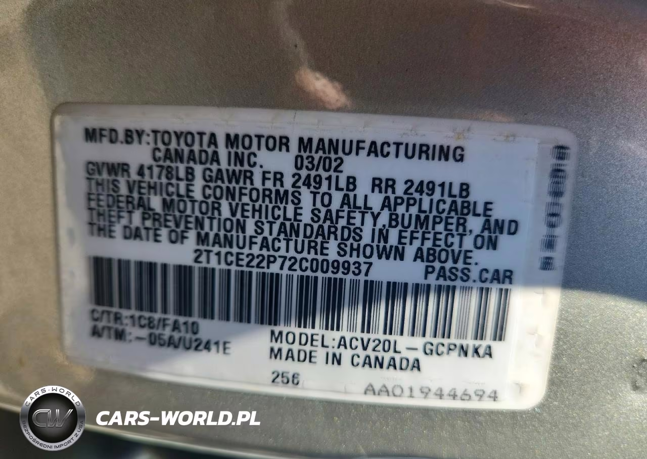 2002 Toyota Camry Solara Se VIN:2T1CE22P72C009937 - 12