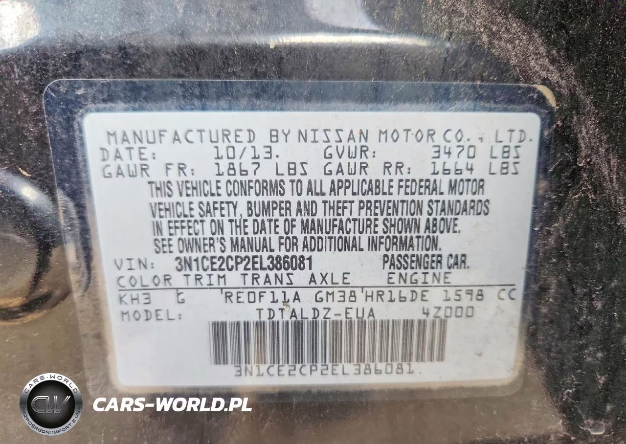 2014 Nissan Versa Note Sv VIN:3N1CE2CP2EL386081 - 12