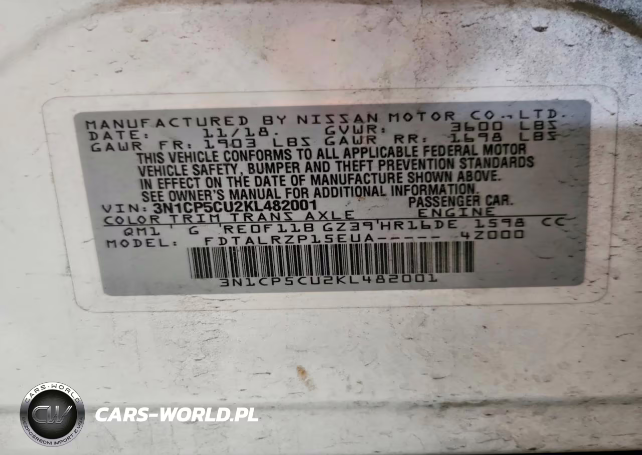 2019 Nissan Kicks S VIN:3N1CP5CU2KL482001 - 12