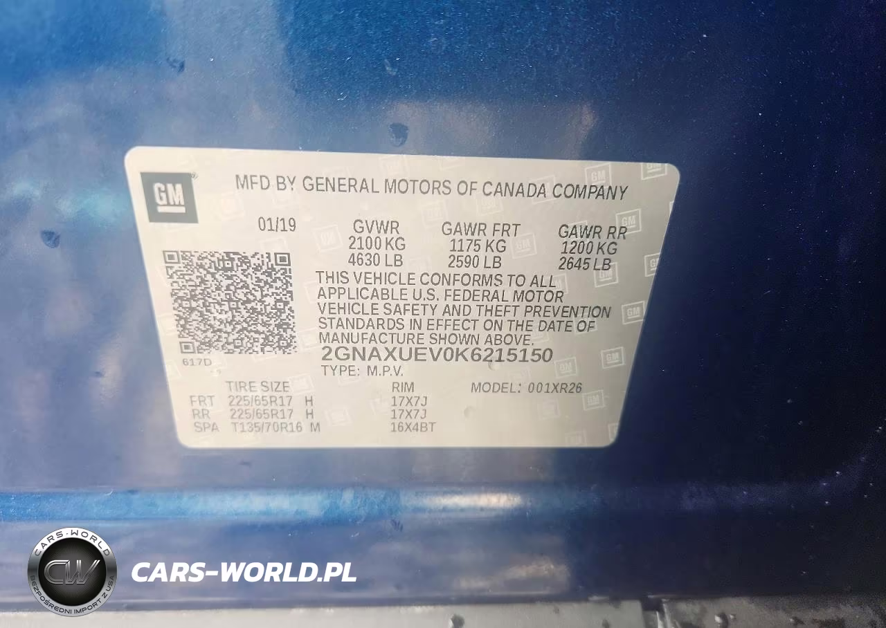 2019 Chevrolet Equinox Lt VIN:2GNAXUEV0K6215150 - 13