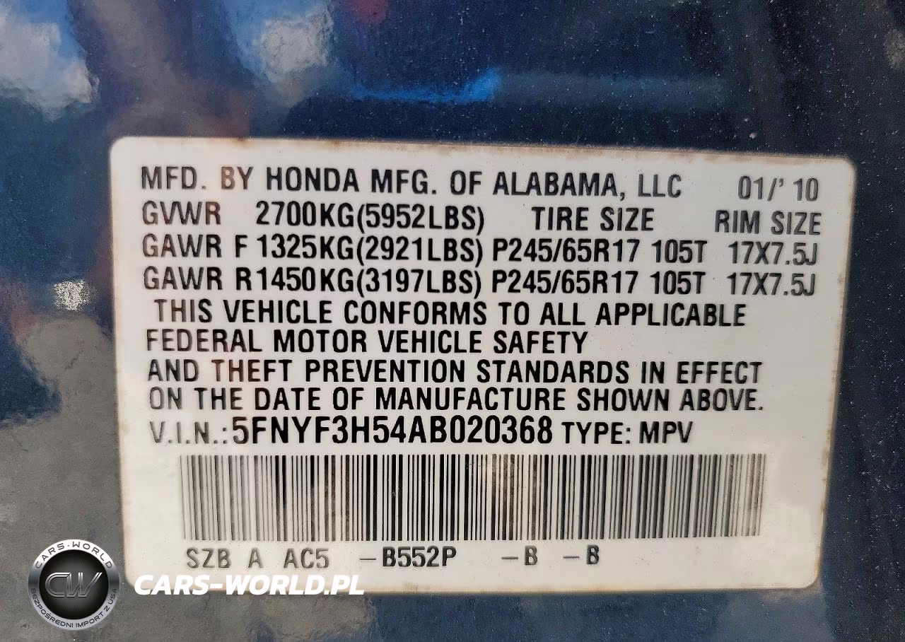 2010 Honda Pilot Exl VIN:5FNYF3H54AB020368 - 14