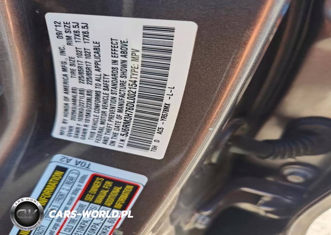 2013 Honda Cr-V Exl VIN:5J6RM3H76DL002154 - 14