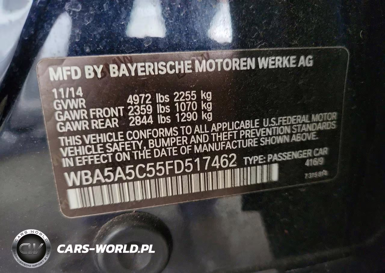2015 BMW 528 I VIN:WBA5A5C55FD517462 - 12
