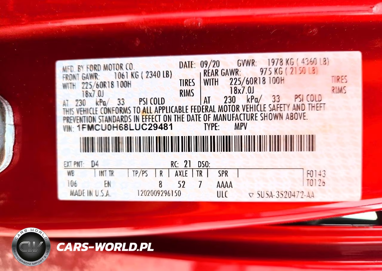 2020 Ford Escape Sel VIN:1FMCU0H68LUC29481 - 13