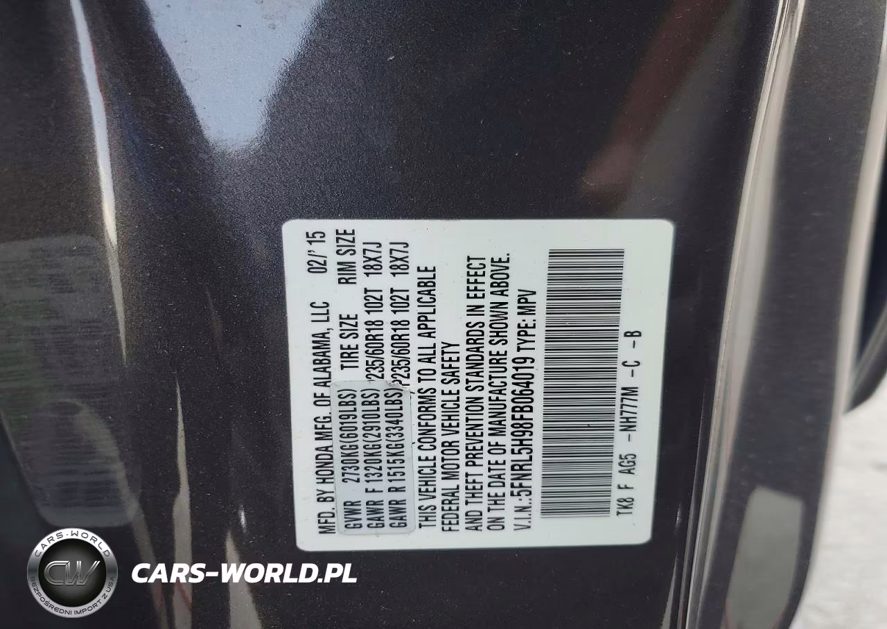 2015 Honda Odyssey Touring VIN:5FNRL5H98FB064019 - 13