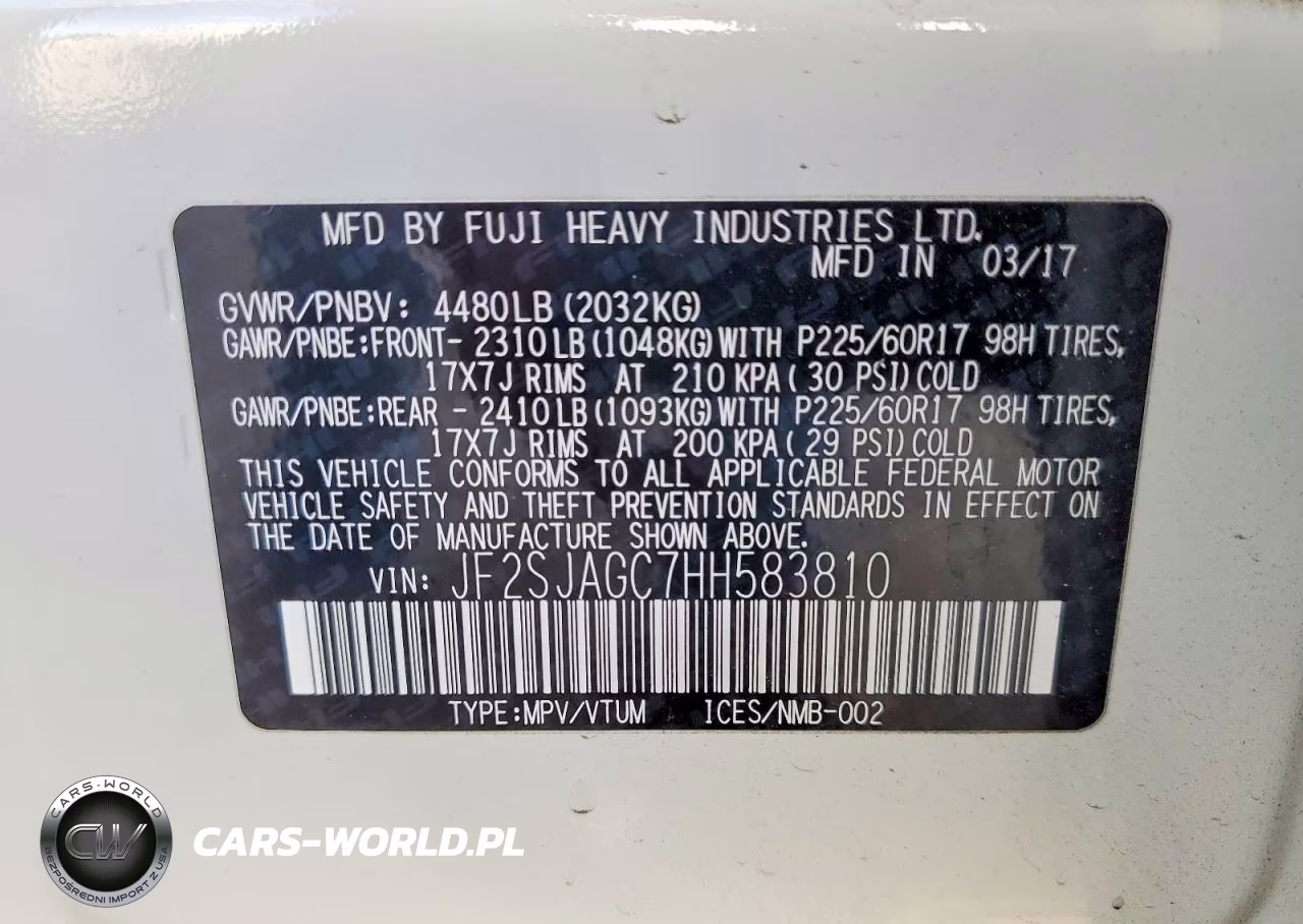 2017 Subaru Forester 2.5I Premium VIN:JF2SJAGC7HH583810 - 13