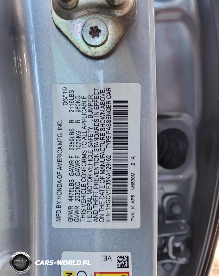 2019 Honda Accord Sport VIN:1HGCV1F35KA129162 - 12