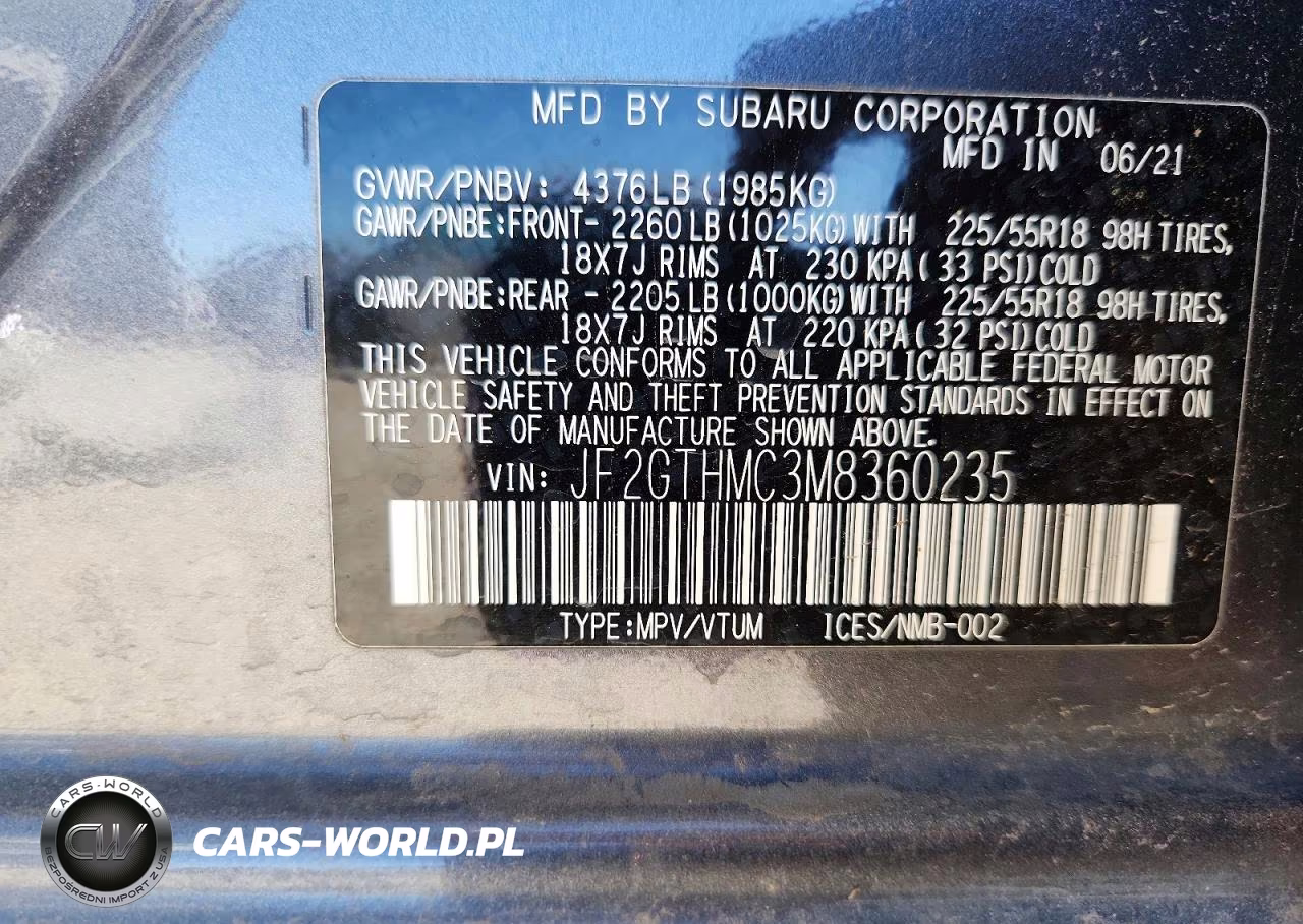 2021 Subaru Crosstrek Limited VIN:JF2GTHMC3M8360235 - 12