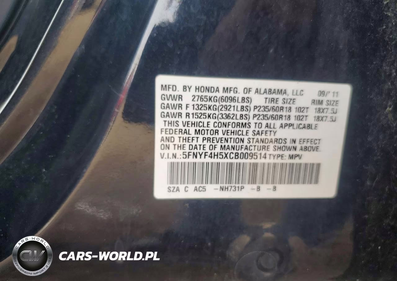 2012 Honda Pilot Exl VIN:5FNYF4H5XCB009514 - 13