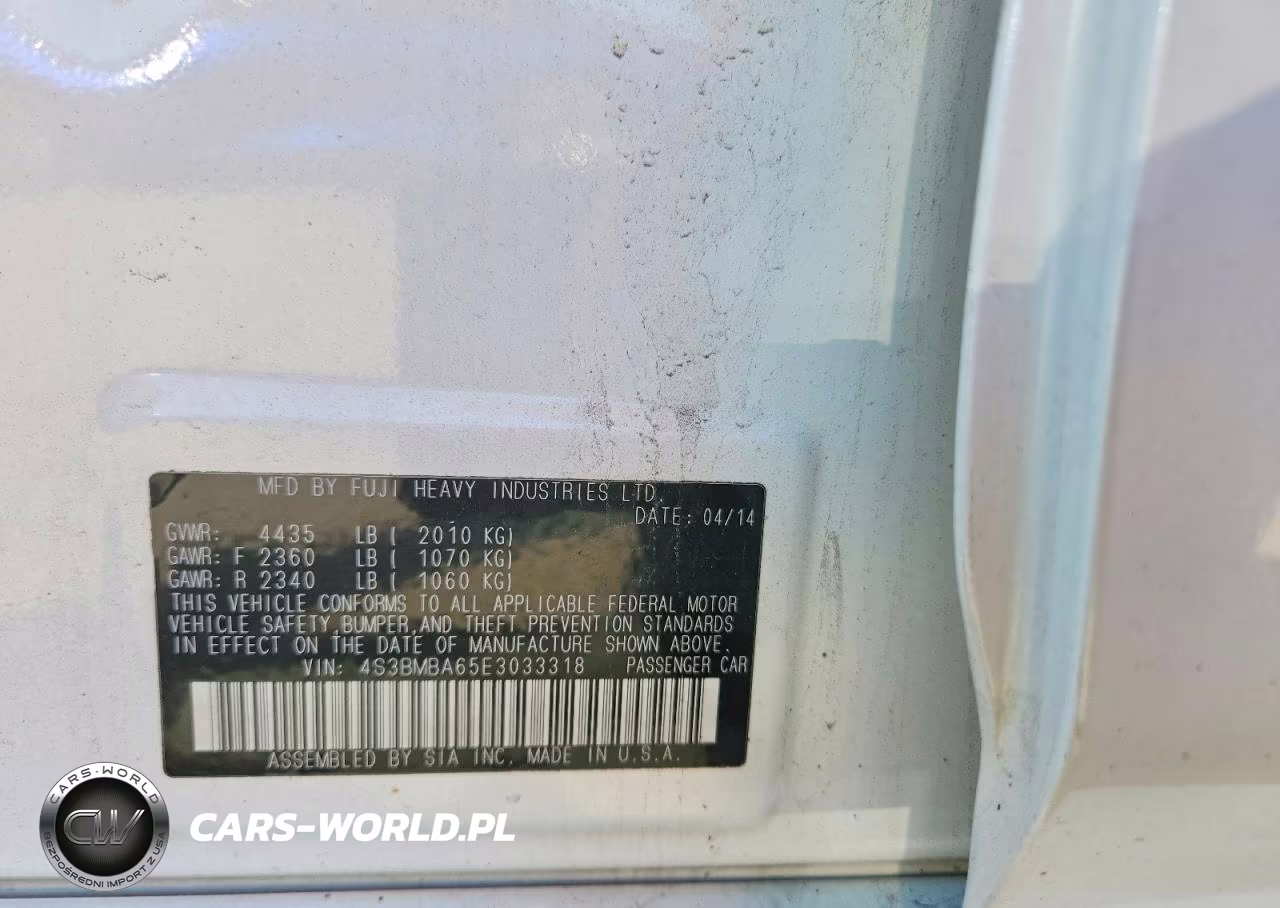 2014 Subaru Legacy 2.5I VIN:4S3BMBA65E3033318 - 12