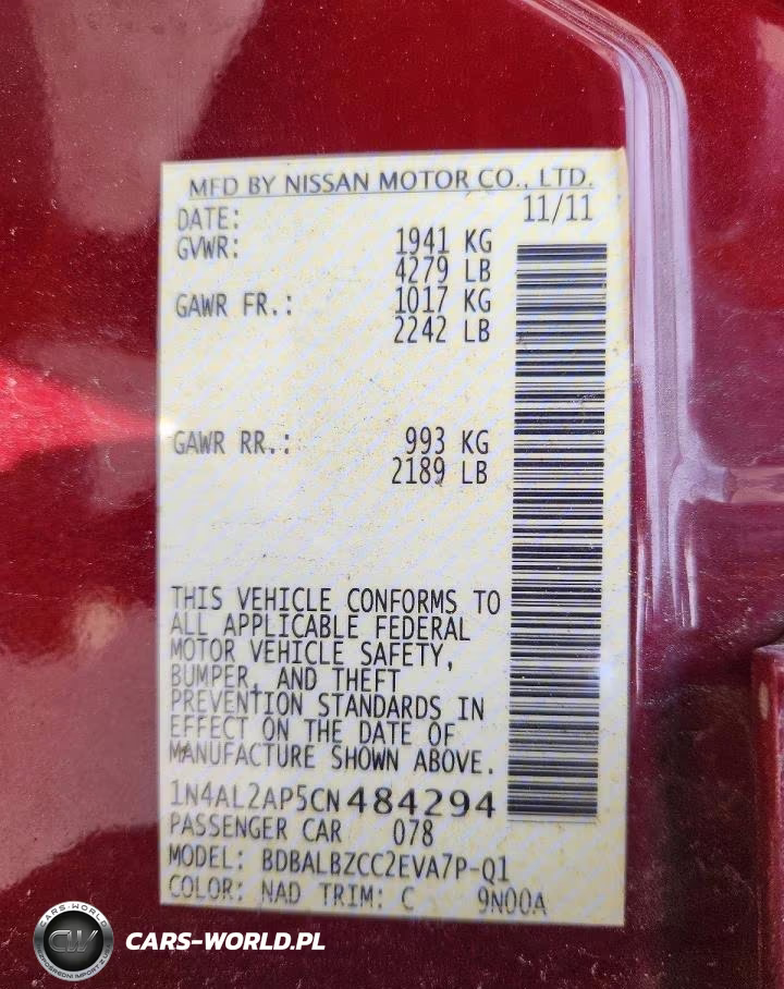 2012 Nissan Altima 2.5 VIN:1N4AL2AP5CN484294 - 12