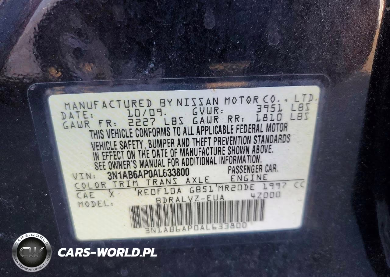 2010 Nissan Sentra 2.0 VIN:3N1AB6AP0AL633800 - 12