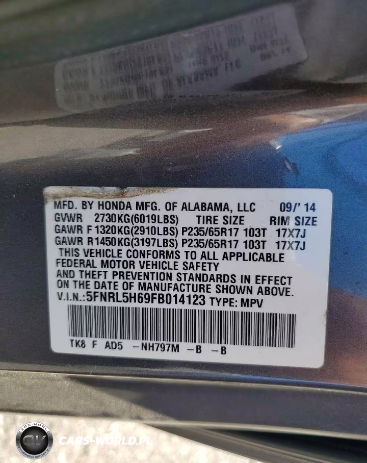 2015 Honda Odyssey Exl VIN:5FNRL5H69FB014123 - 14