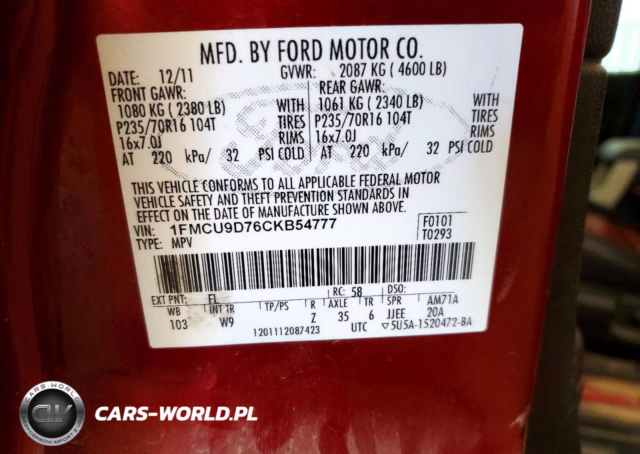 2012 Ford Escape Xlt VIN:1FMCU9D76CKB54777 - 13