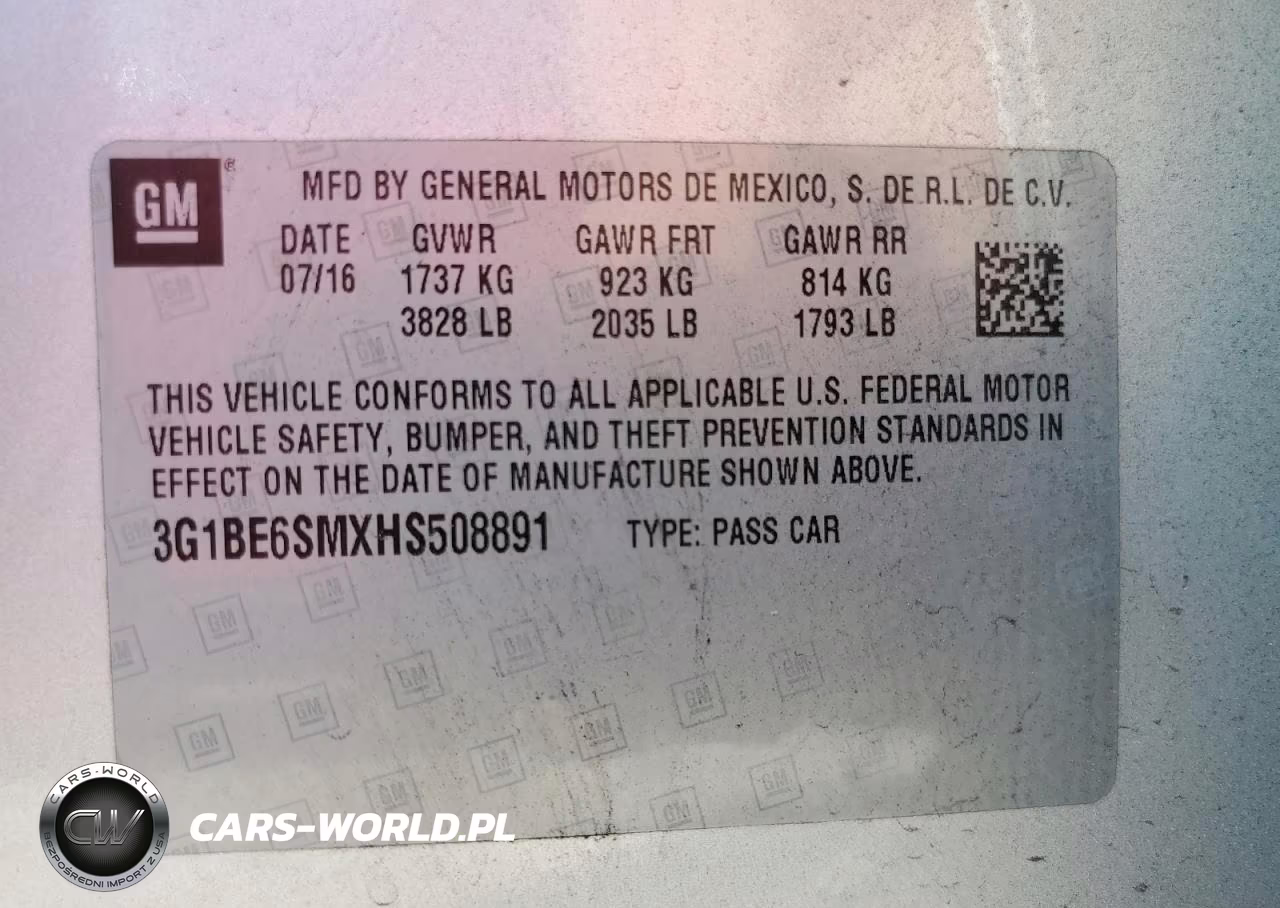 2017 Chevrolet Cruze Lt VIN:3G1BE6SMXHS508891 - 12