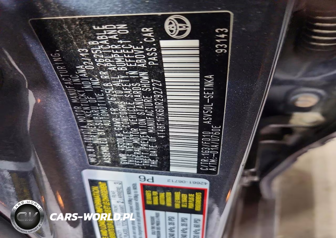 2013 Toyota Camry Le VIN:4T4BF1FK6DR292727 - 13