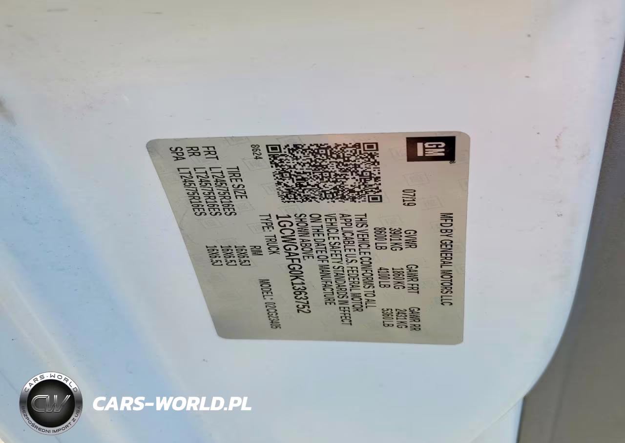 2019 Chevrolet Express G2500 VIN:1GCWGAFG0K1363752 - 12