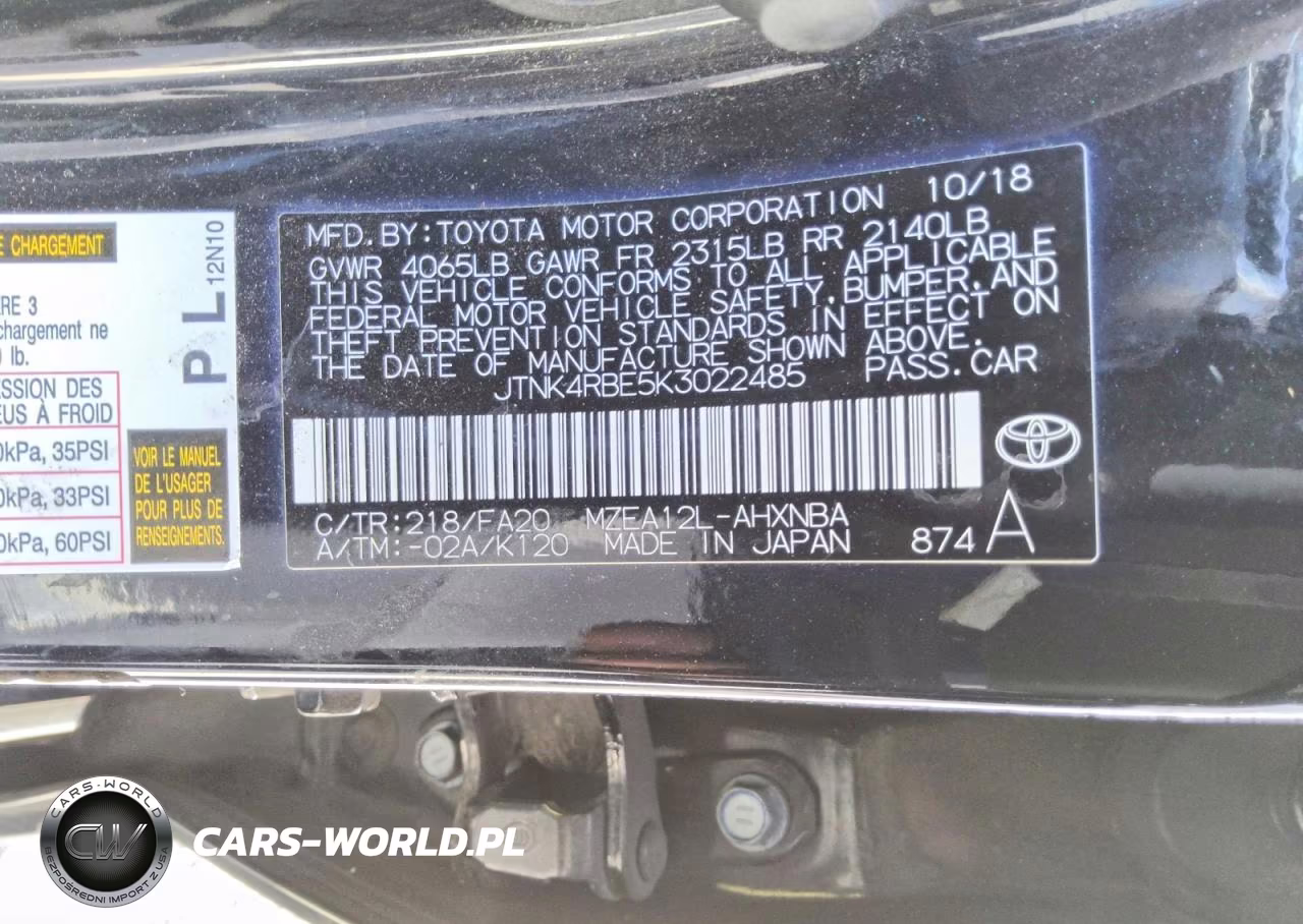 2019 Toyota Corolla Hatchback Se VIN:JTNK4RBE5K3022485 - 12