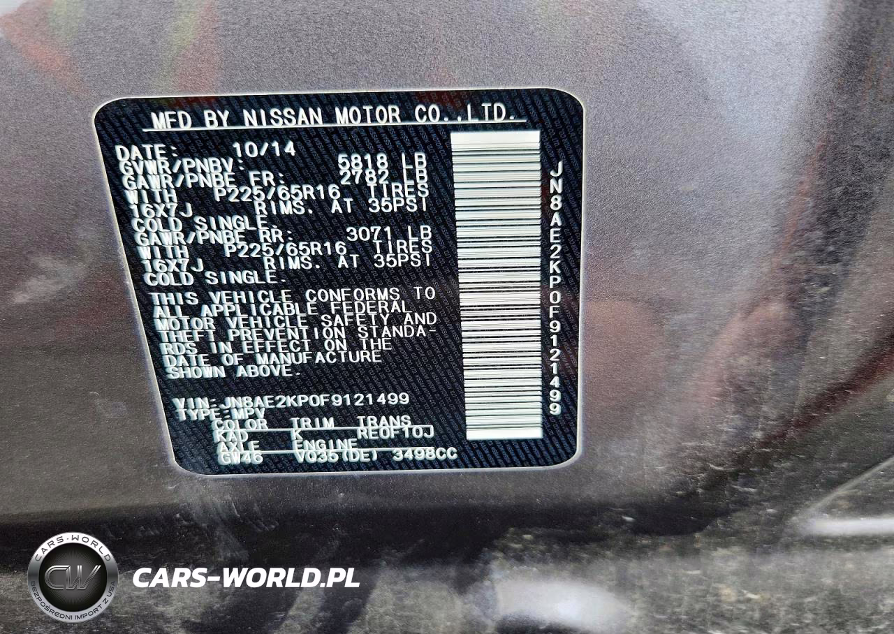 2015 Nissan Quest 3.5 Sv VIN:JN8AE2KP0F9121499 - 12