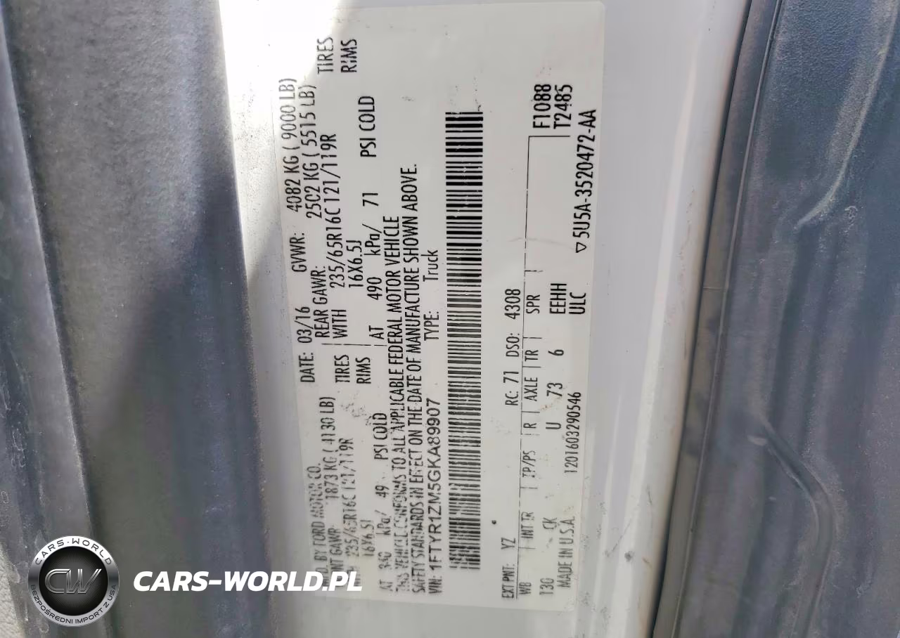 2016 Ford Transit T-250 VIN:1FTYR1ZM5GKA89907 - 13