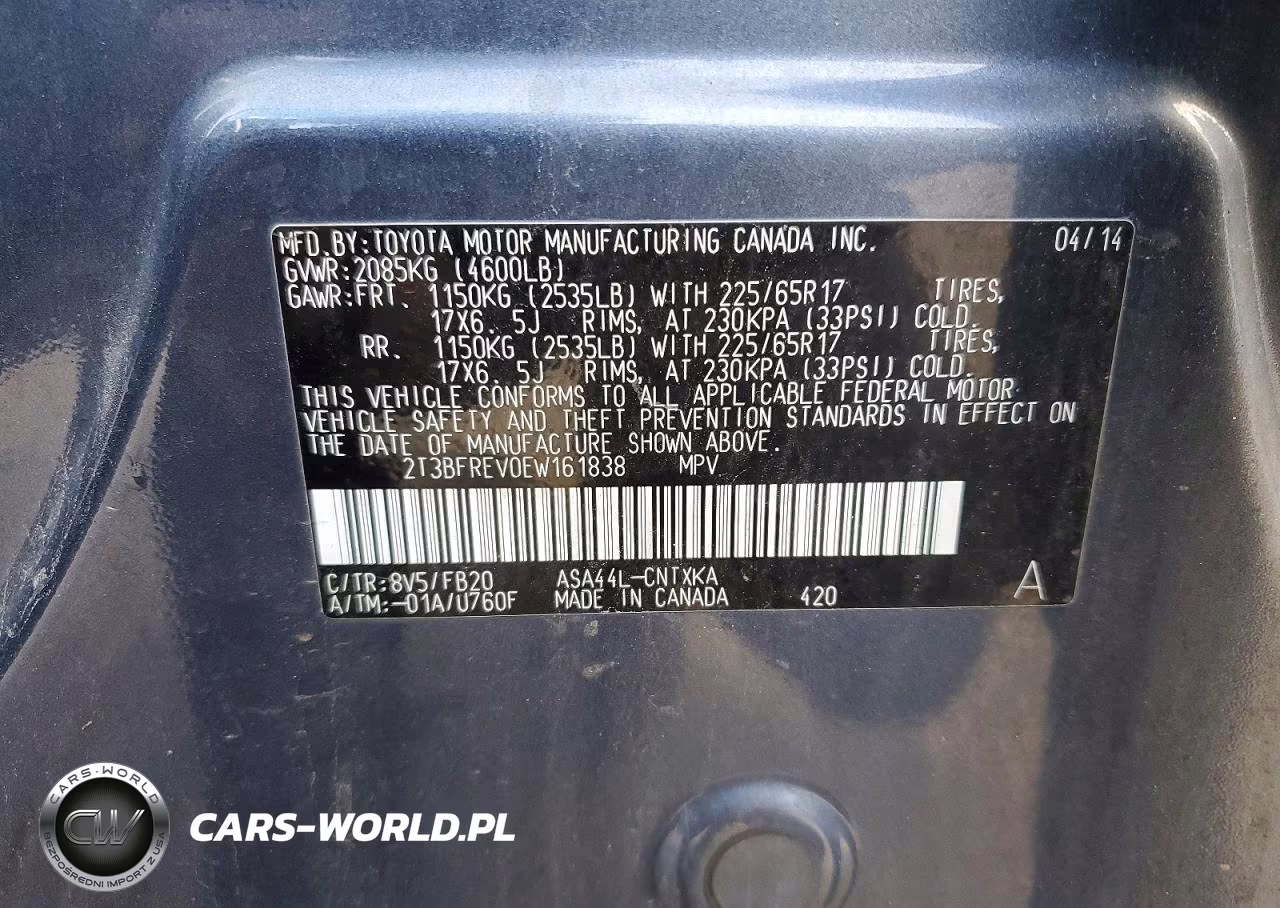 2014 Toyota Rav4 Le VIN:2T3BFREV0EW161838 - 13