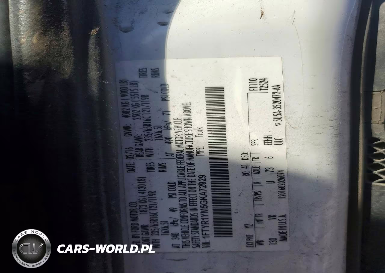 2016 Ford Transit T-250 VIN:1FTYR1YM5GKA72929 - 12