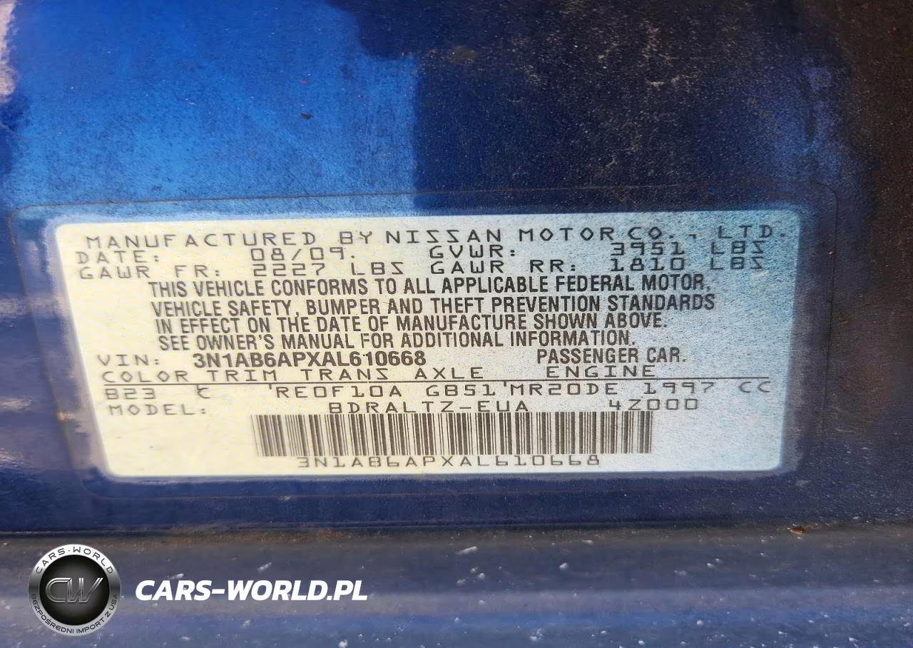 2010 Nissan Sentra 2.0 VIN:3N1AB6APXAL610668 - 13