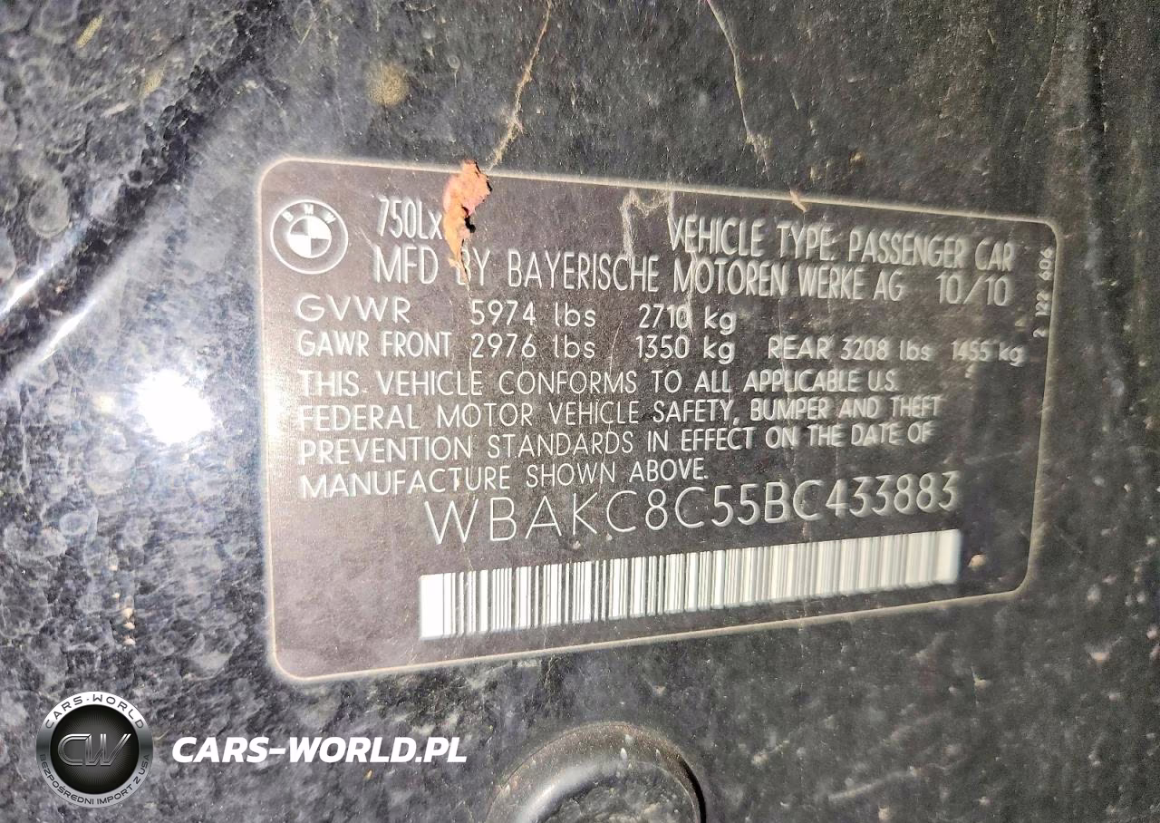 2011 BMW 750 Lxi VIN:WBAKC8C55BC433883 - 12