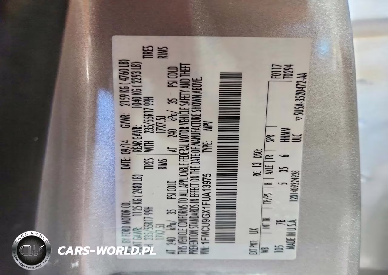 2015 Ford Escape Se VIN:1FMCU9GX1FUA13975 - 13