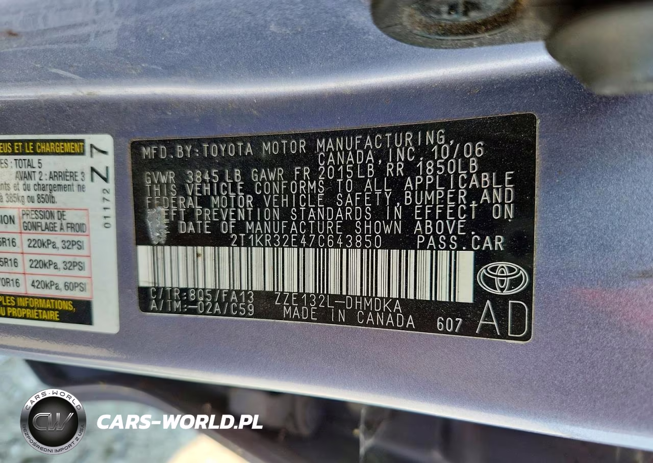 2007 Toyota Matrix Base VIN:2T1KR32E47C643850 - 12