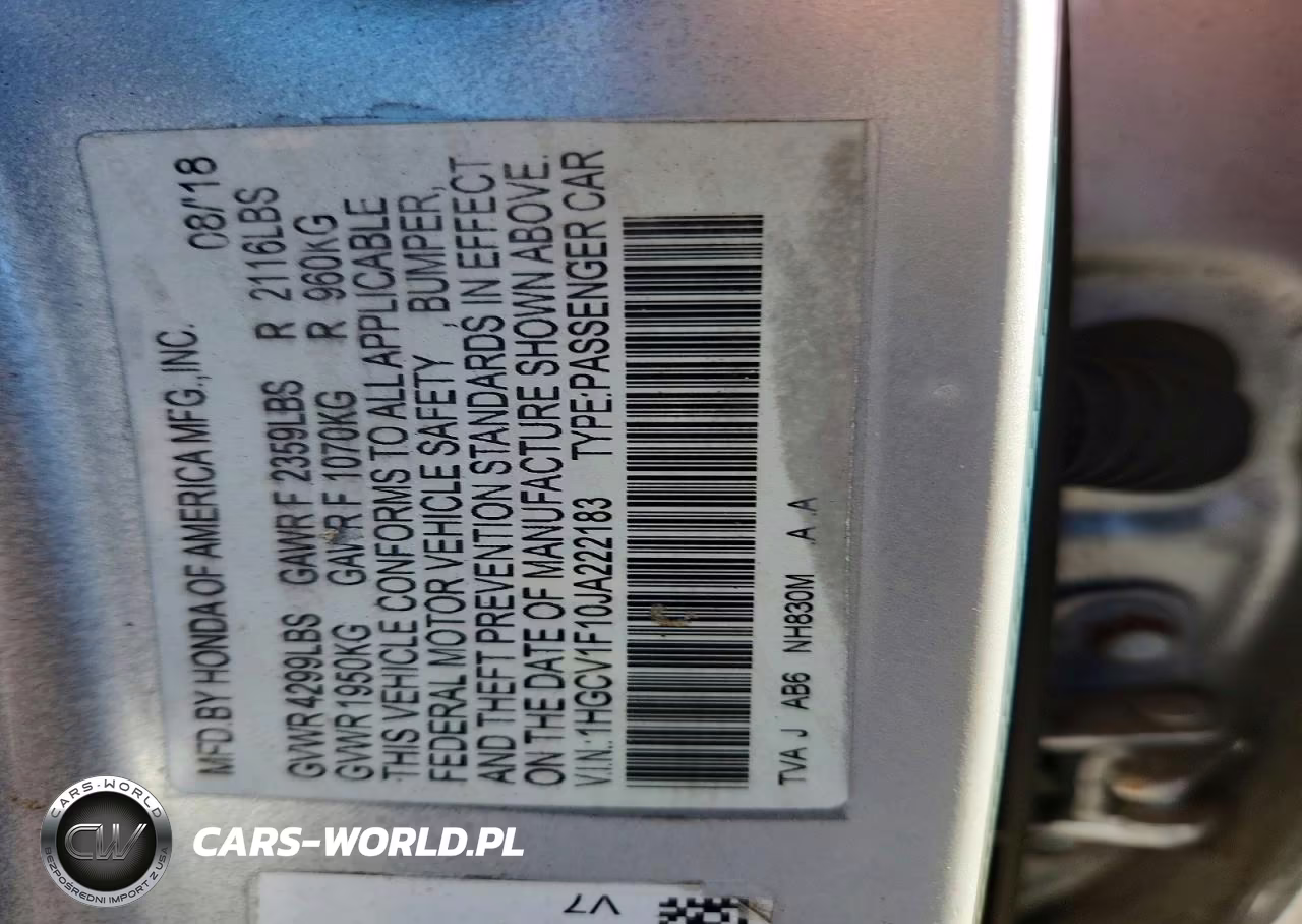 2018 Honda Accord Lx VIN:1HGCV1F10JA222183 - 12