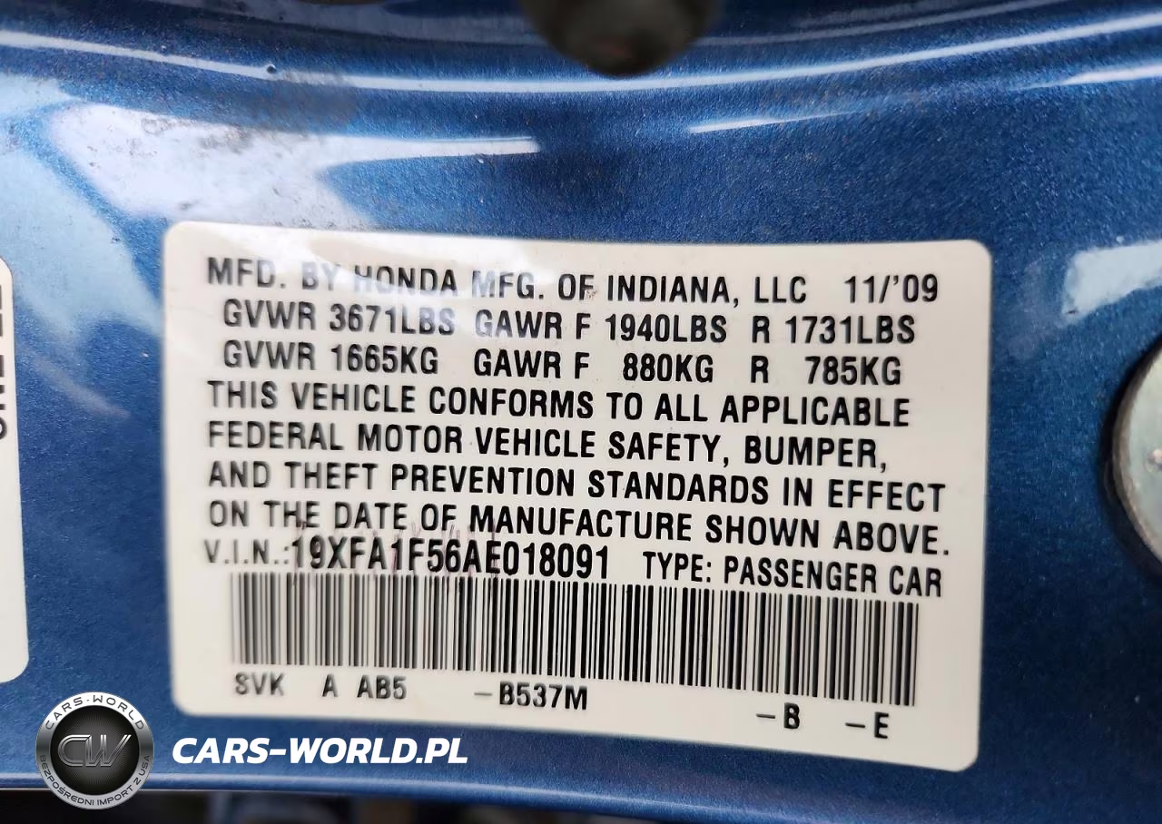 2010 Honda Civic Lx VIN:19XFA1F56AE018091 - 12