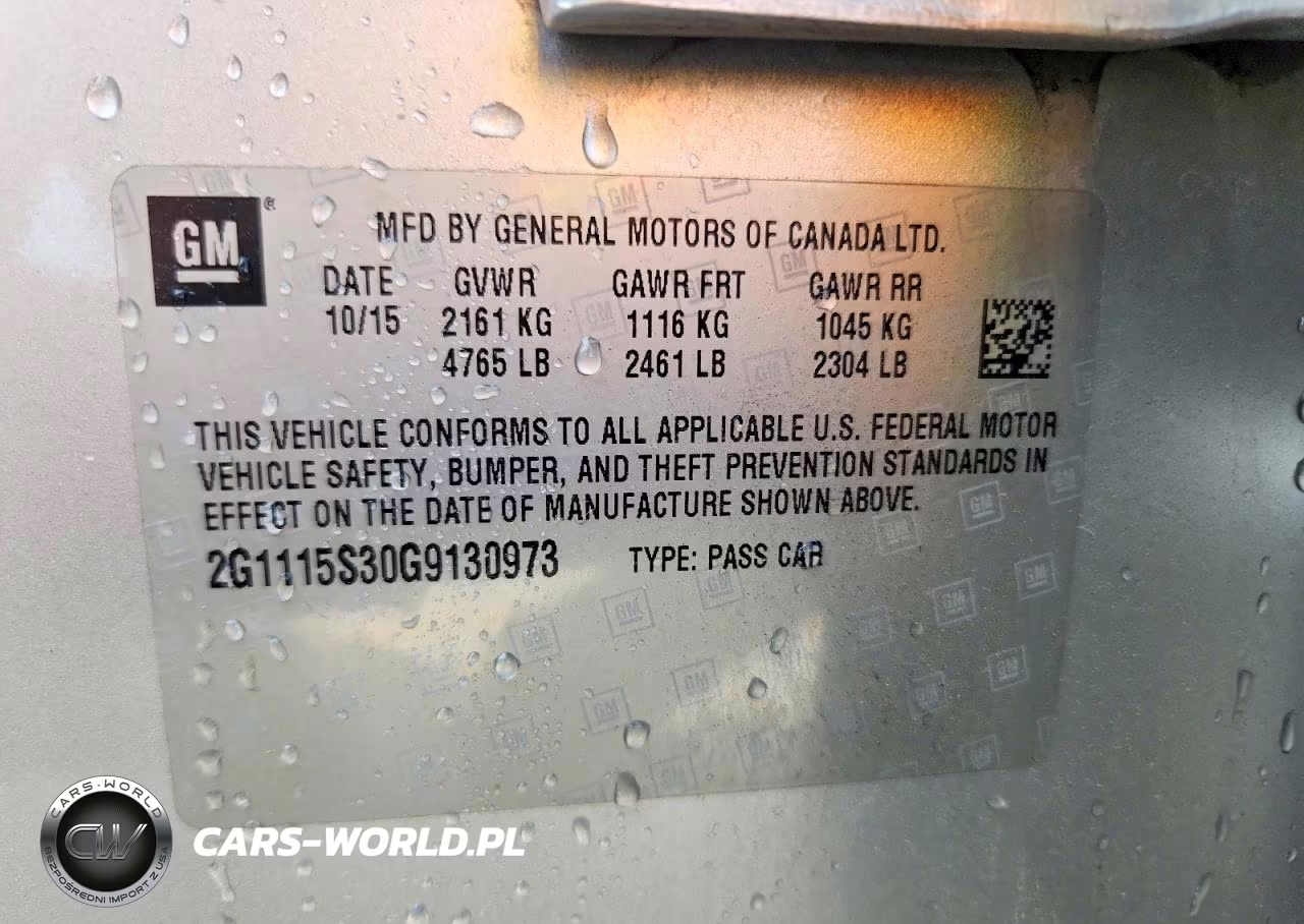 2016 Chevrolet Impala Lt VIN:2G1115S30G9130973 - 13