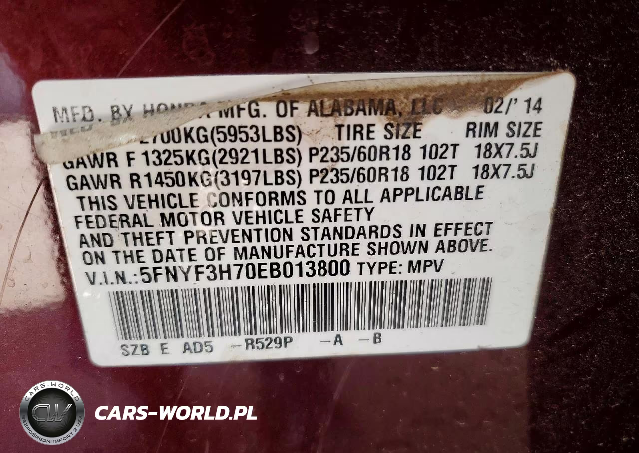 2014 Honda Pilot Exln VIN:5FNYF3H70EB013800 - 14