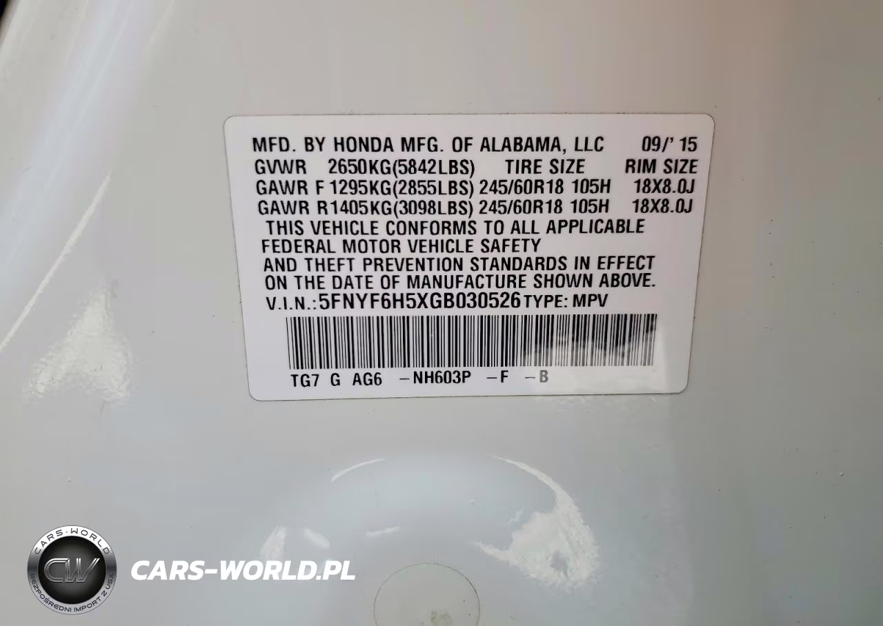 2016 Honda Pilot Exl VIN:5FNYF6H5XGB030526 - 13