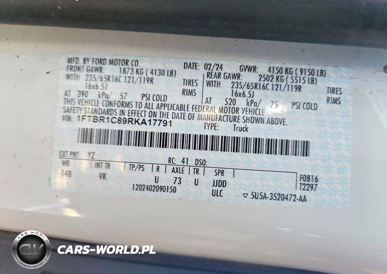 2024 Ford Transit T-250 VIN:1FTBR1C89RKA17791 - 14