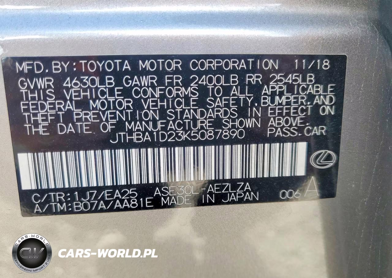 2019 Lexus Is 300 VIN:JTHBA1D23K5087890 - 13