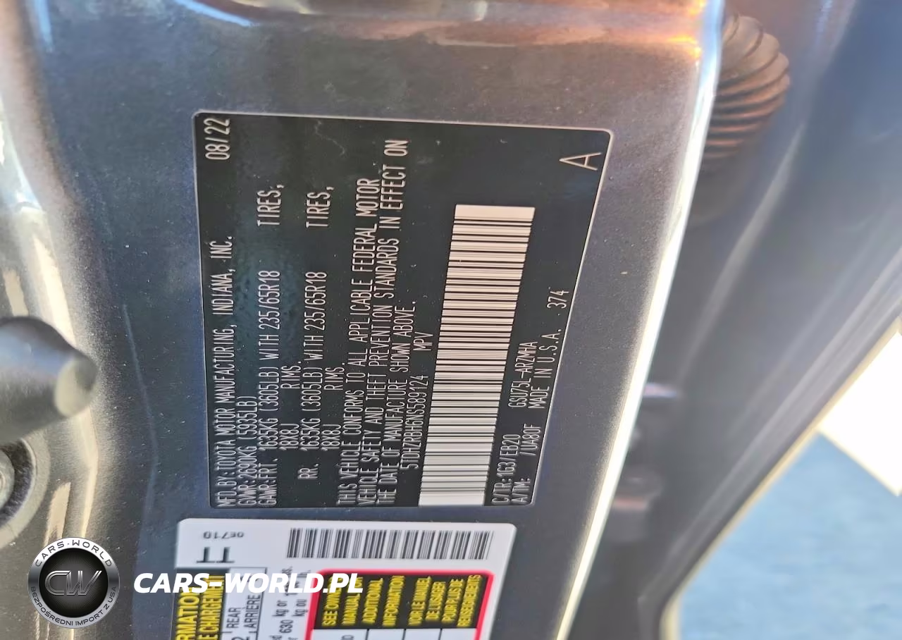 2022 Toyota Highlander Xle VIN:5TDHZRBH6NS589124 - 13