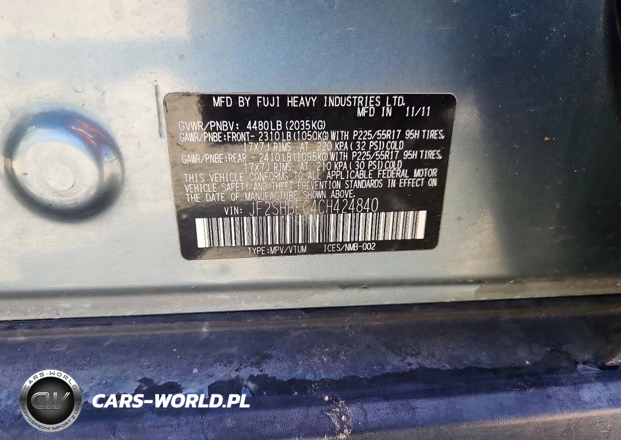 2012 Subaru Forester Limited VIN:JF2SHBEC4CH424840 - 13