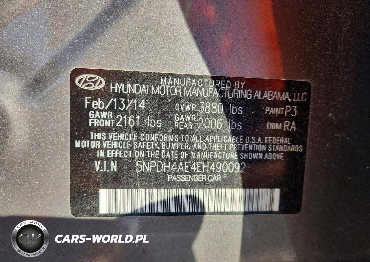 2014 Hyundai Elantra Se VIN:5NPDH4AE4EH490092 - 12
